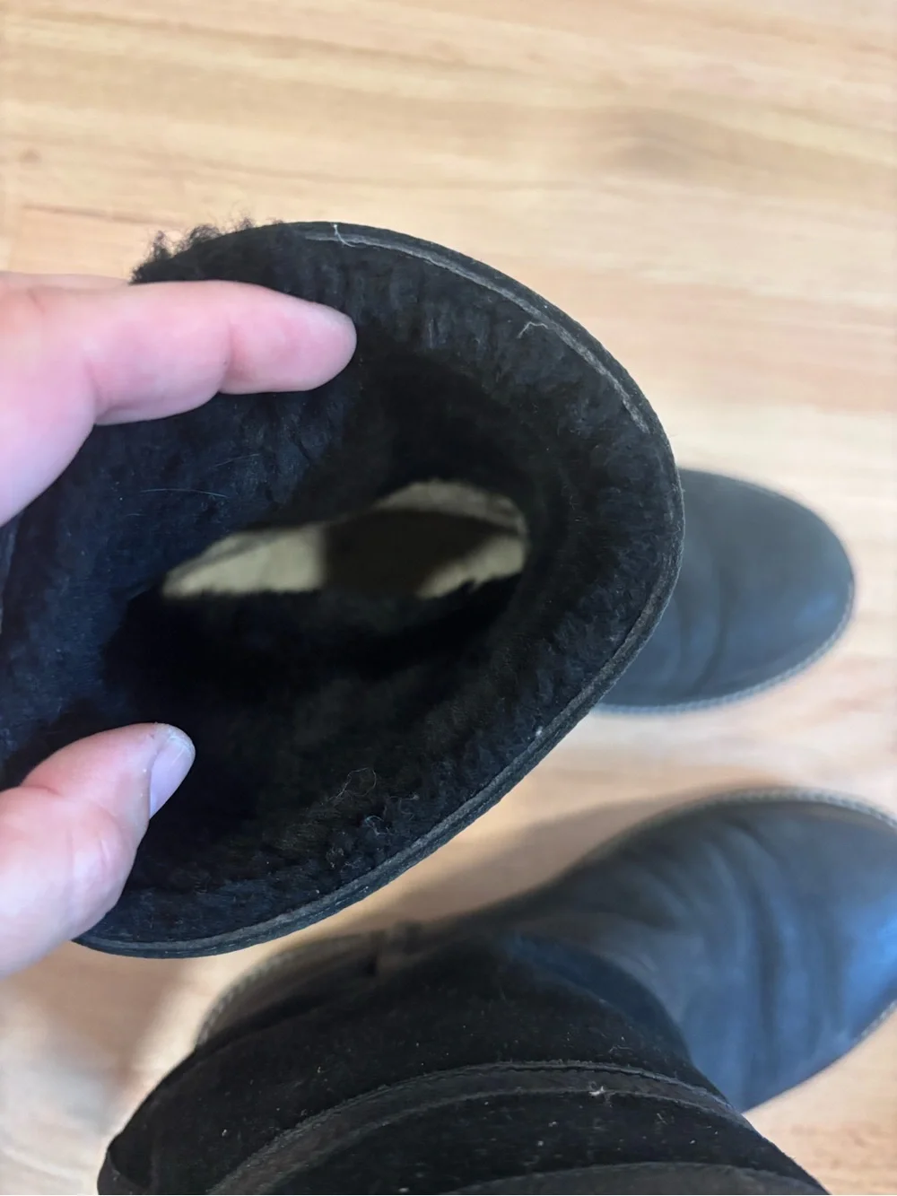 CHANEL black leather & suede boots with an embossed CC logo on heel size 37